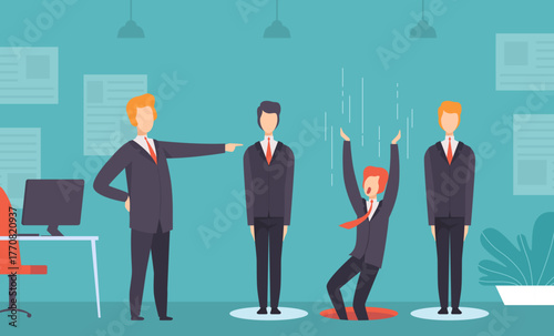 Man Character Get Fired from Work Vector Illustration