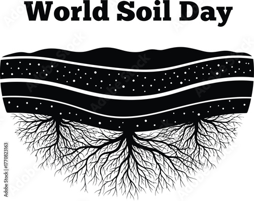 Illustration of soil layers with roots for world soil day isolated promoting sustainable soil management and conservation