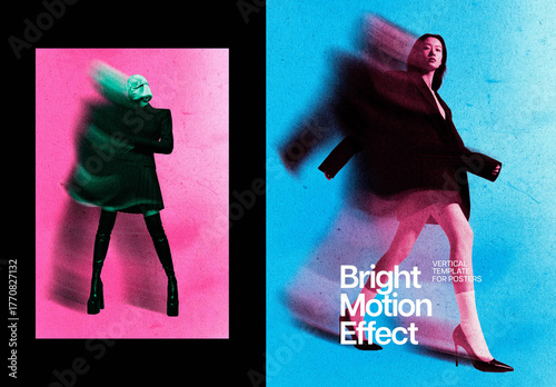 Colorful Motion Poster Photo Effect Mockup