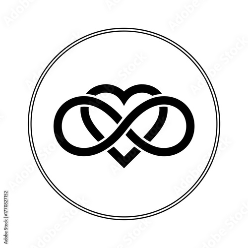 Vector art of heart and infinity symbol in a circle