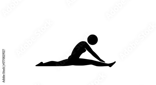 Male stretching black white icon gym 