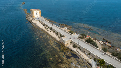 Obraz na płótnie Aerial view of the Ligny Tower, located on the Trapani waterfront