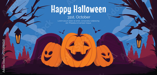 flat horizontal banner template halloween season design vector illustration