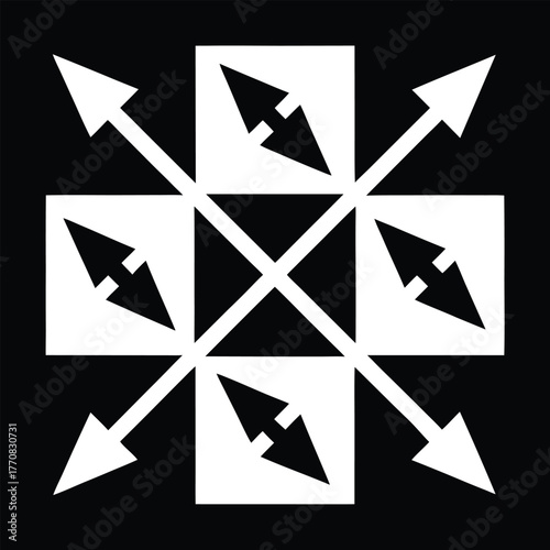 Geometric Arrow Symbol With Multiple Directions graphic