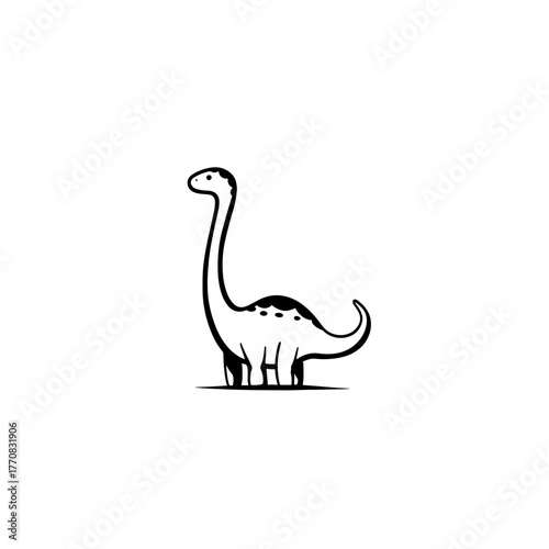 Maiasaura. Maiasaura simple black and white line art vector logo