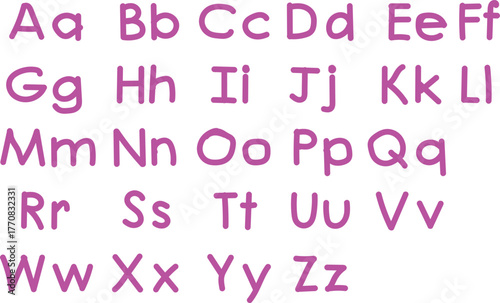 Alphabet letters aa to zz displayed in rows with a soft pink and purple gradient effect