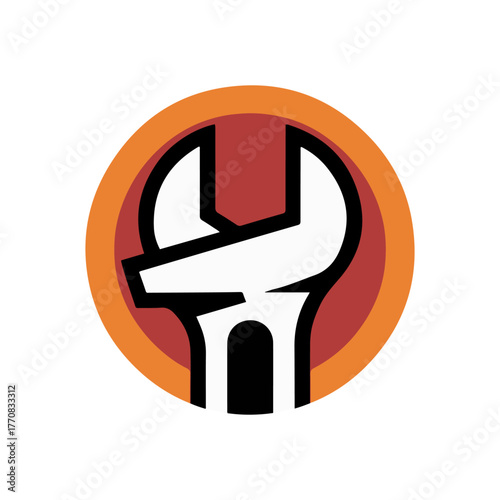fist holding wrench gear symbol vector illustration