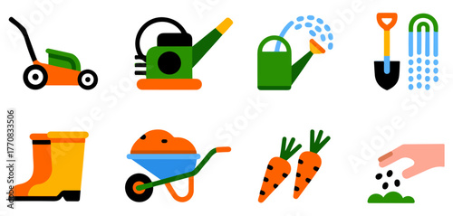 gardening tools icon set vector illustration