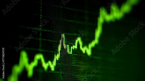 stock market graph on black, with the background being the stock curve