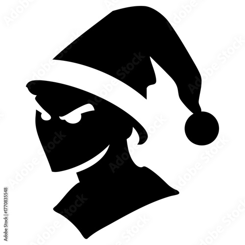 Bad Christmas Elf In Santa Hat Solid Illustration