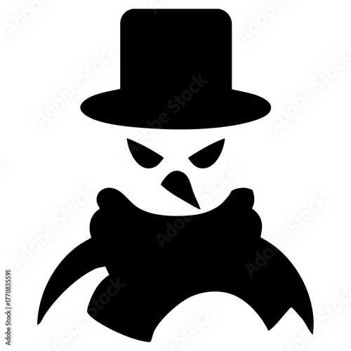 Bad Snowman Evil Face Solid Illustration