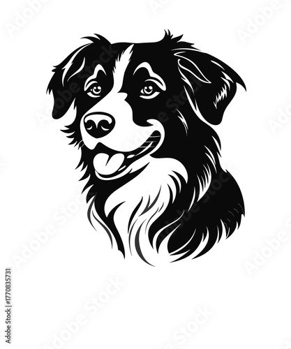 Silhouette of a Friendly Dog Face in Dark Background a Portrait with a Soft Grin Perfect for Logo Design or Pet Related Projects
