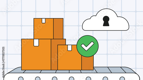 Logistics background with boxes and checkmark