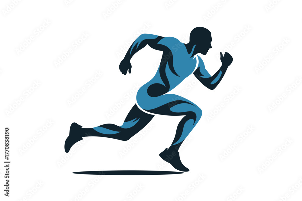 Fototapeta premium Vector art of silhouette of a running man, fitness and sport concept