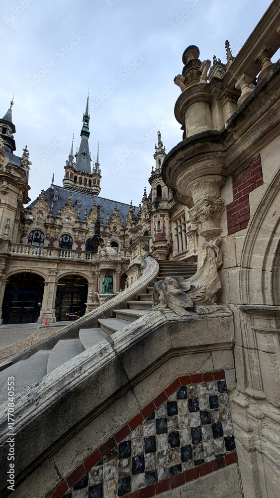 Fototapeta premium Benedictine Palace Architectural Details in Fecamp, Normandy, France. 