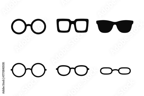Minimalist collection of eyeglasses silhouettes in various shapes