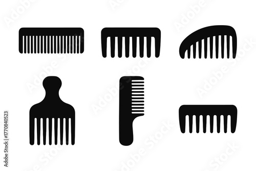 Set of various combs silhouettes