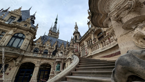 Benedictine Palace Architectural Details in Fecamp, Normandy, France. 