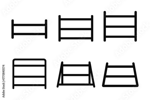 Set of minimalist linear shelving icon designs for interior organization