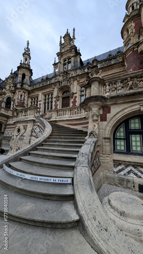 Benedictine Palace Architectural Details in Fecamp, Normandy, France. 