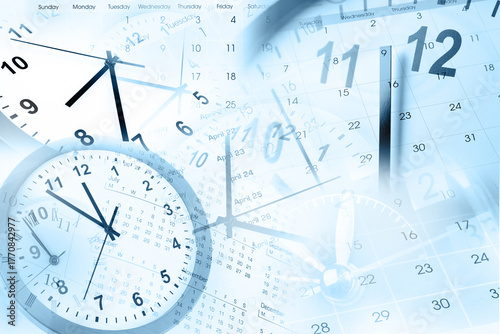 Clocks and calendars blue composite
