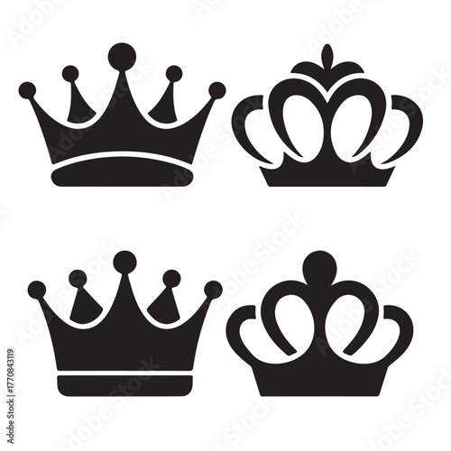 Crown icons set. Crown symbol collection. Vector illustration
