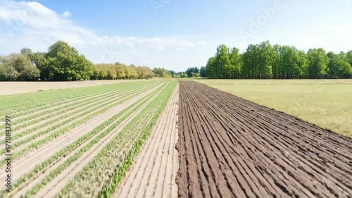 Crop growth comparison in a sunny field