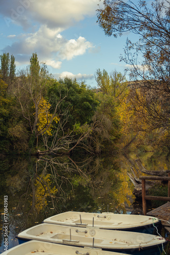 Soria, Spain. Autunm season. Colorful picture. Douro river.