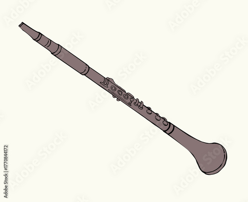 Vector line drawing of clarinet
