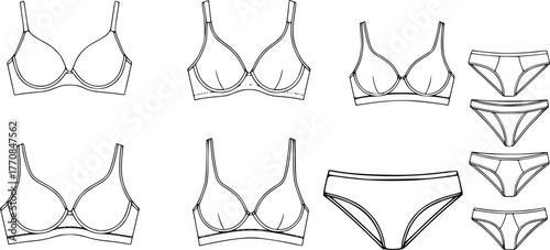 Bra of underwear vector outline set icon. Isolated outline set icon lingerie. Vector illustration bra of underwear on white background.