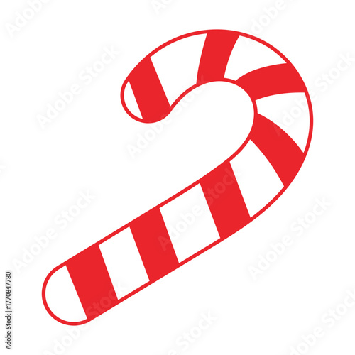 Classic red and white striped candy cane festive holiday sweet treat icon