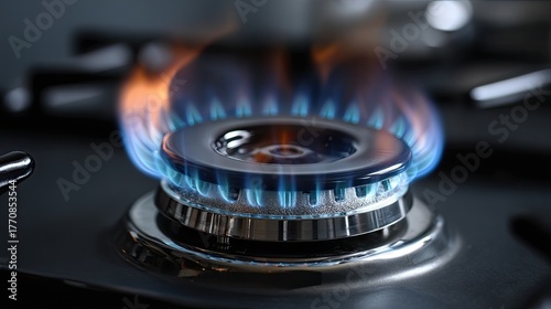 Blue flames flicker and swirl gracefully above a shiny surface, showcasing their vivid colors against a dark background