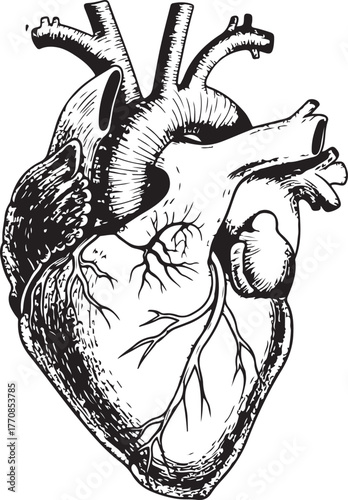 Anatomical drawing of a human heart