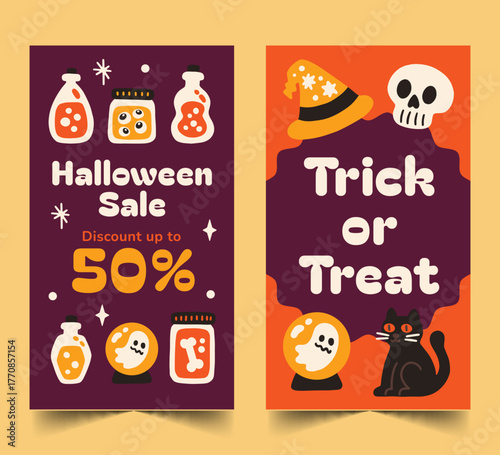 flat banners collection halloween season