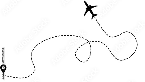 Aircraft routes are followed by dotted lines with a transparent background.