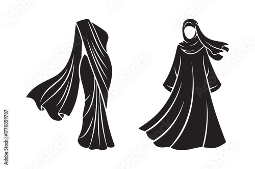 Black silhouette of traditional islamic women s clothing