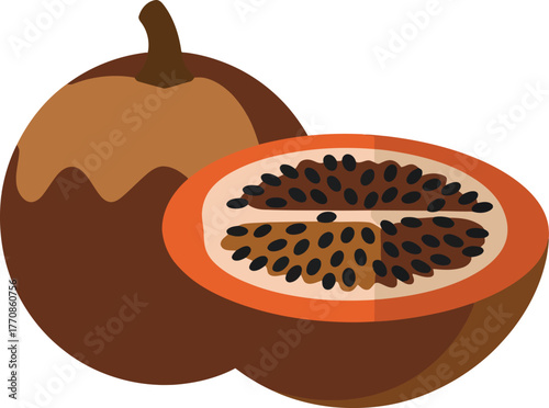 Maracuja passion fruit whole and sliced with seeds exotic tropical plant