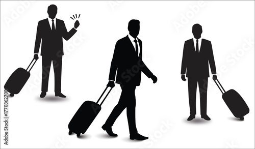 Businessmen with luggage isolated on white background