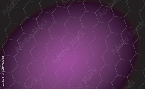 Abstract geometric background with hexagons in purple and dark gray gradient