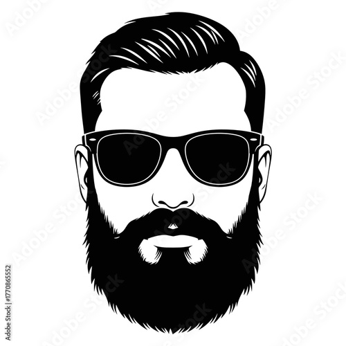 Man with sunglasses and beard in a modern, minimalist style  