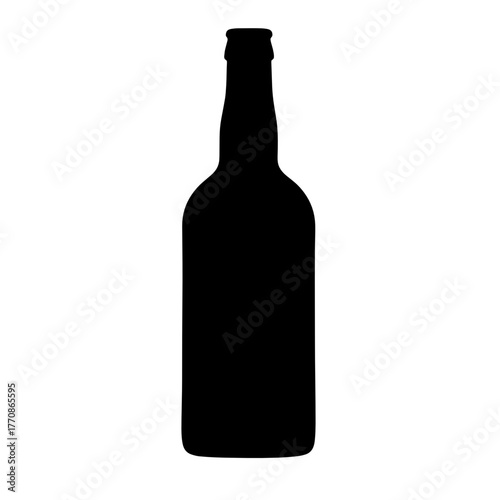 Beer bottle silhouette against a white background  