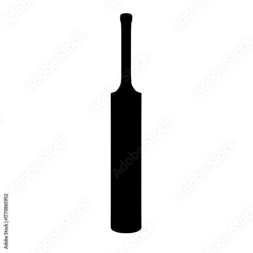 Black cricket bat silhouette on white background  