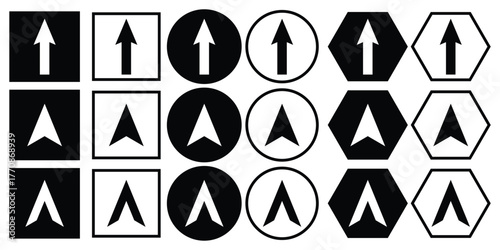 Swipe up icon set. Up arrow button symbol. Group arrows directed upwards. Different black arrows sign. Swipe Up icons for social media stories. Scroll pictogram. scroll up illustration sign collection