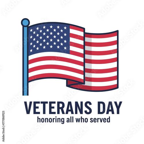 Honoring Veterans A Patriotic Illustration of the US Flag for Veterans Day