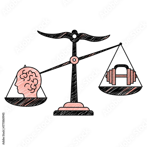 A symbolic illustration depicting a perfectly balanced scale, emphasizing the crucial equilibrium between mental well-being and physical fitness in modern life.