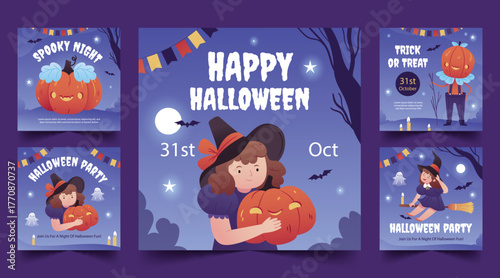 gradient banners collection halloween season design vector illustration