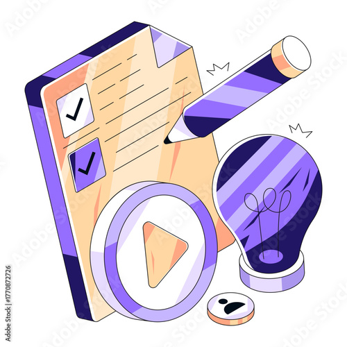 Conceptual isometric design of content writing