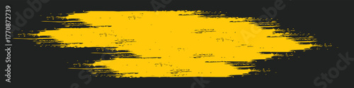 Yellow grunge brush streaks painting on black background vcetor ilustration