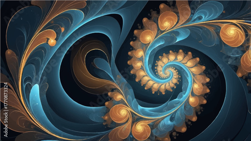 Blue abstract 3d spiral vortex design