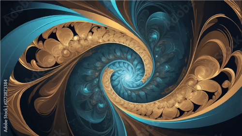 Blue abstract 3d spiral vortex design